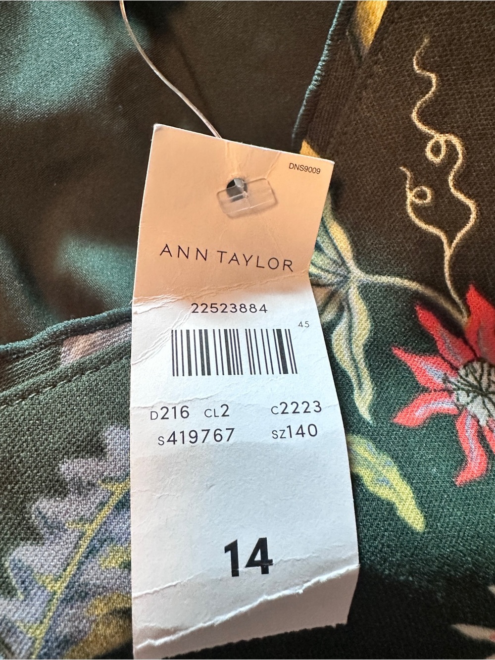 Ann Taylor Dark Teal Floral Bird Print Midi Dress Size 14 NWT - Picture 4 of 5